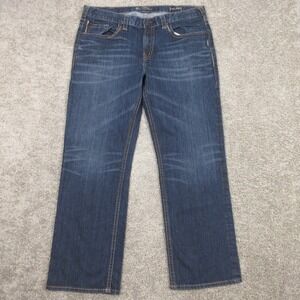 Silver Jeans Mens 38x32 Blue Grayson Relaxed Straight EMC Denim Pants Faded